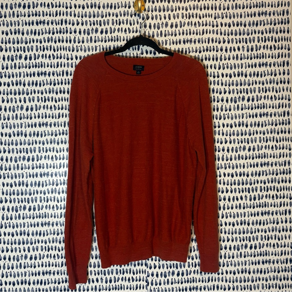 J. Crew Factory Men’s Raglan Budded Crewneck Sweater sz L burnt orange #F9518